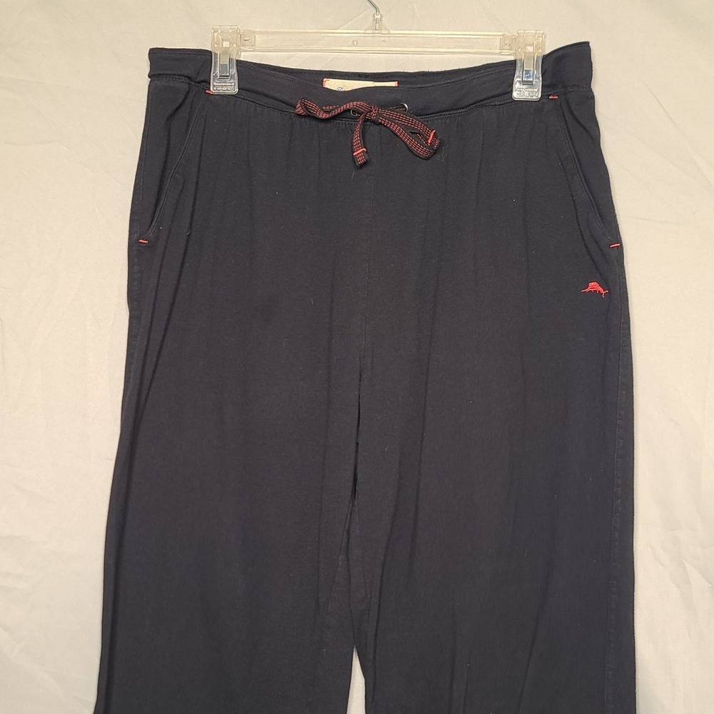 Tommy Bahama Pajama Pants Mens Large Black Embrodered Logo Soft Comfy Pocket